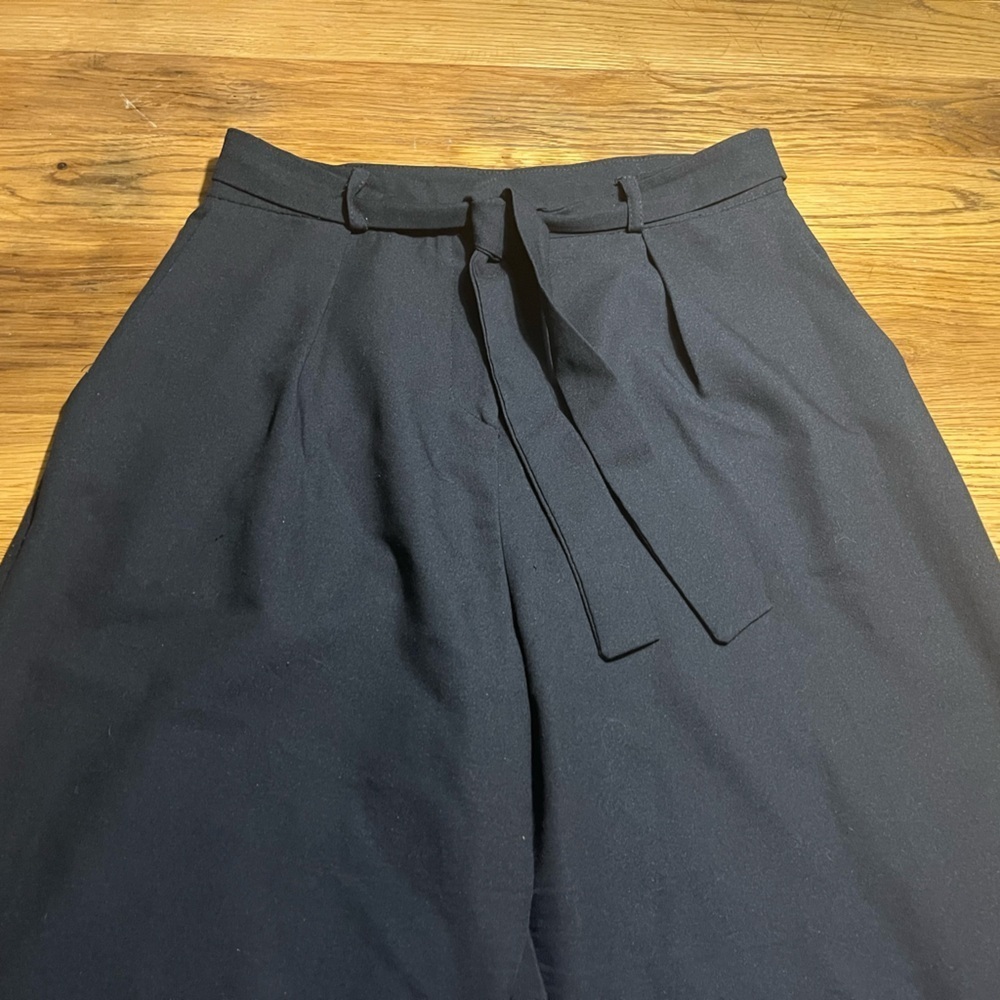 ASOS Black Career Pants Size 10 Belted Waist, Zip & Clasp - Picture 7 of 7